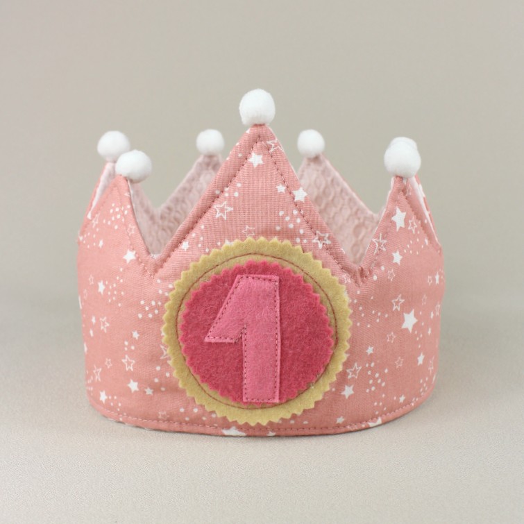 corona cumpleaños estrellas rosa