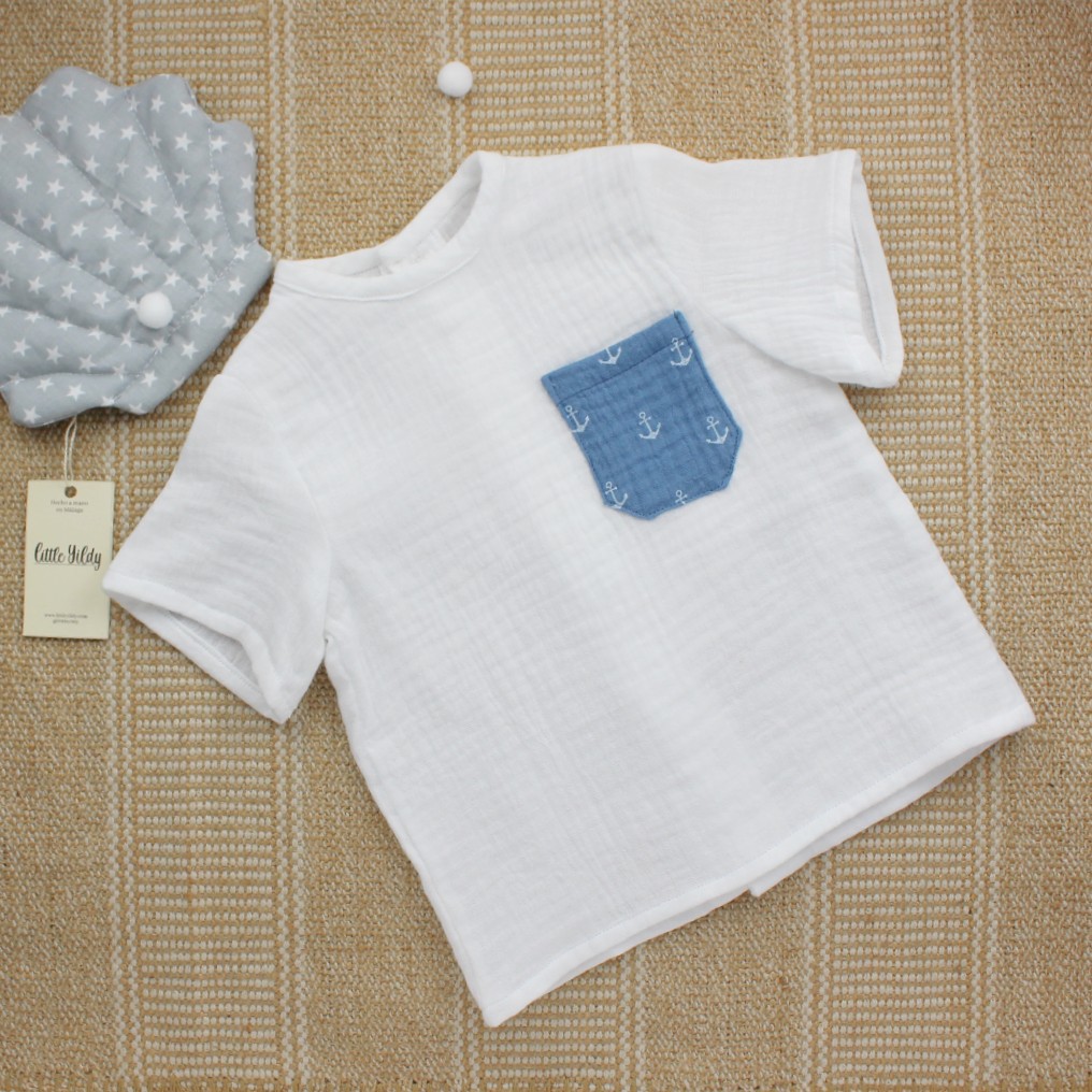 camisa bambula blanca con bolsillo
