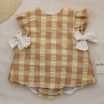vestido bebe cuadros beige
