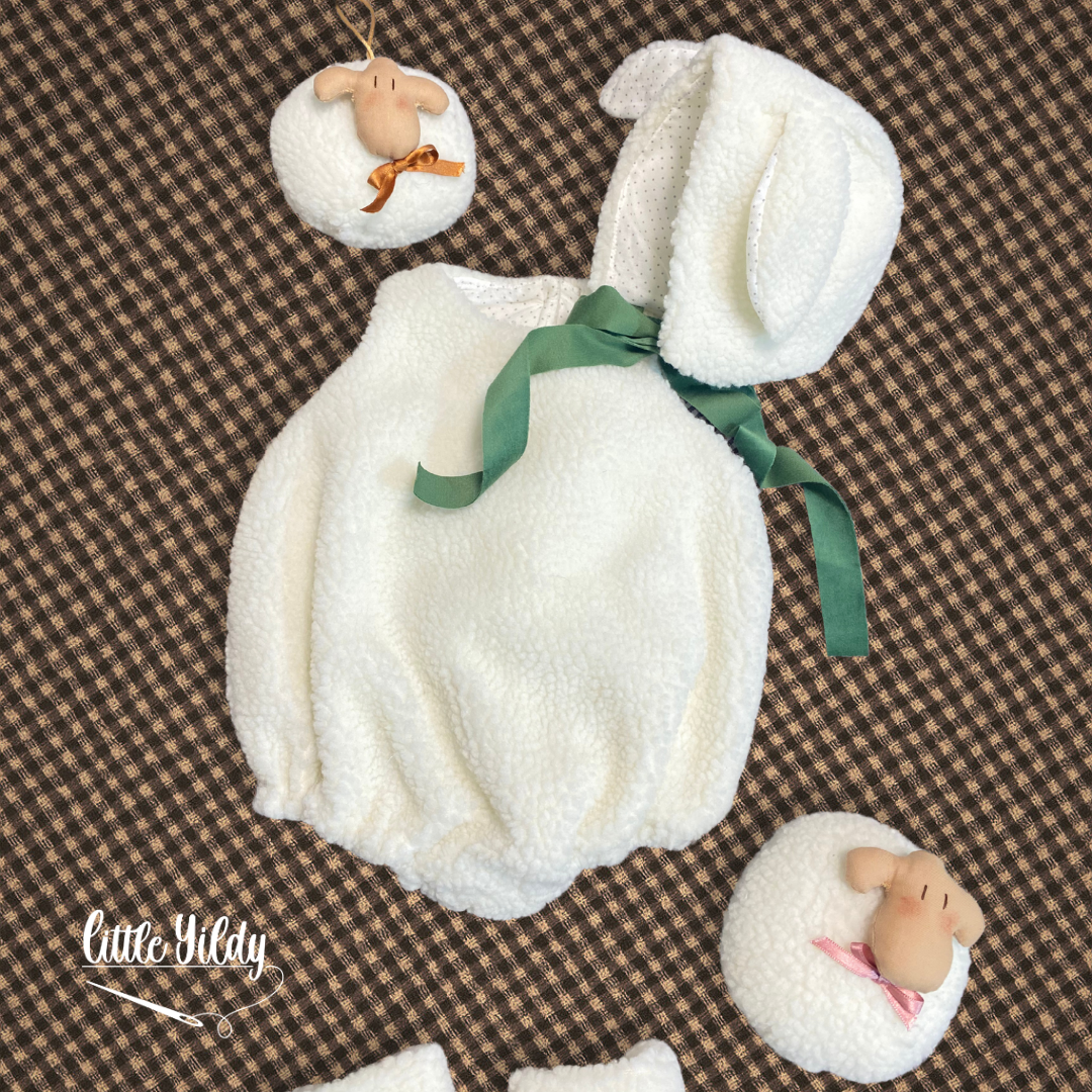 traje de oveja bebe navidad 1 conjunto de bebe con diseño de oveja en color blanco, con gorro y accesorios