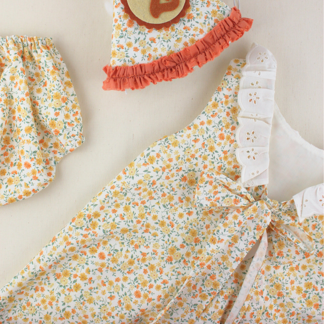 vestido niña flores amarillas